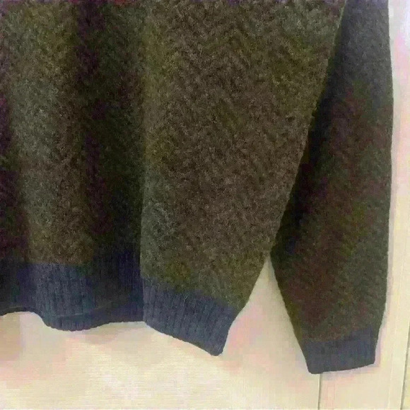 Vintage Grant Thomas 100% Wool Herringbone V-Neck Sweater Size L NWT - Picture 3 of 9